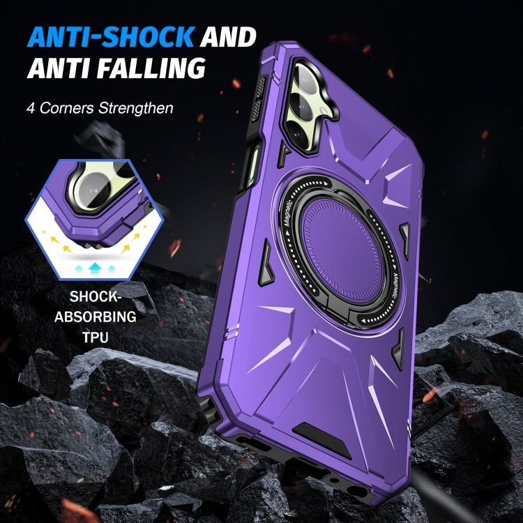 For Samsung Galaxy A24 5G MagSafe Magnetic Shockproof Phone Case with Ring Holder(Purple) - Galaxy Phone Cases by PMC TechLife | Online Shopping South Africa | PMC TechLife