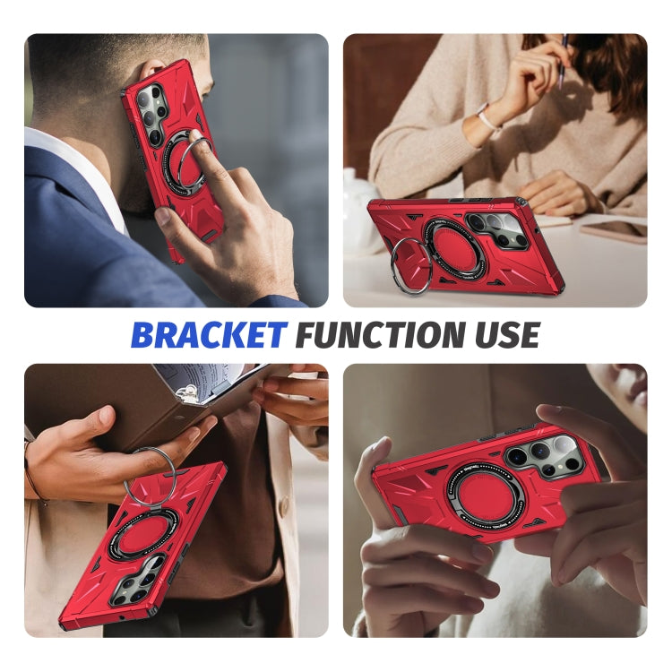 For Samsung Galaxy S24+ 5G MagSafe Magnetic Shockproof Phone Case with Ring Holder(Red) - Galaxy S24+ 5G Cases by PMC TechLife | Online Shopping South Africa | PMC TechLife