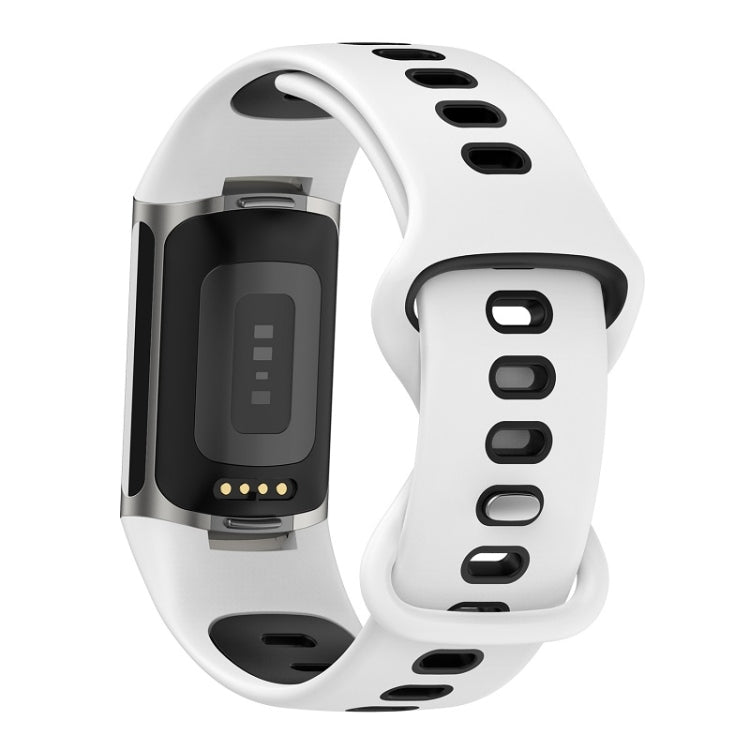 For Fitbit Charge 6 Two Color Silicone Watch Band(White Black) - Watch Bands by PMC TechLife | Online Shopping South Africa | PMC TechLife