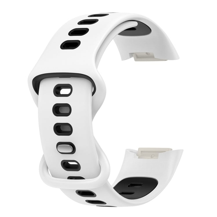 For Fitbit Charge 6 Two Color Silicone Watch Band(White Black) - Watch Bands by PMC TechLife | Online Shopping South Africa | PMC TechLife