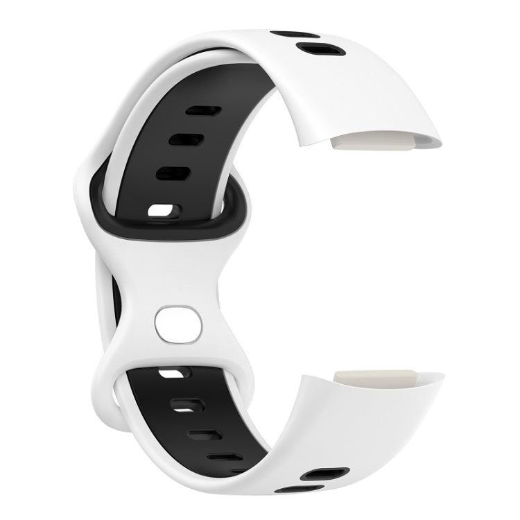 For Fitbit Charge 6 Two Color Silicone Watch Band(White Black) - Watch Bands by PMC TechLife | Online Shopping South Africa | PMC TechLife