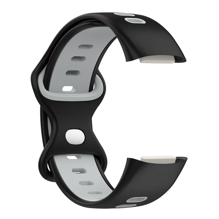 For Fitbit Charge 6 Two Color Silicone Watch Band(Black Grey) - Watch Bands by PMC TechLife | Online Shopping South Africa | PMC TechLife