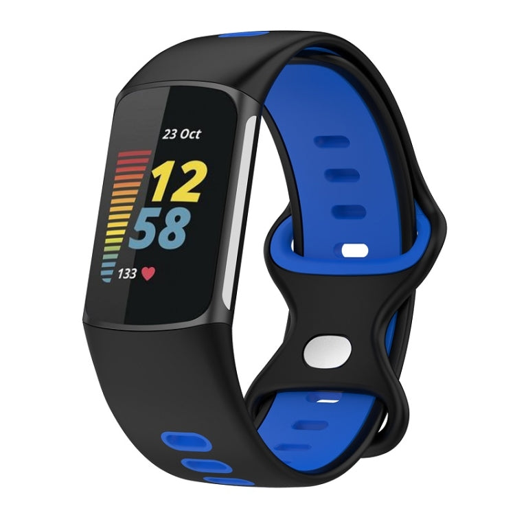For Fitbit Charge 6 Two Color Silicone Watch Band(Black Blue) - Watch Bands by PMC TechLife | Online Shopping South Africa | PMC TechLife