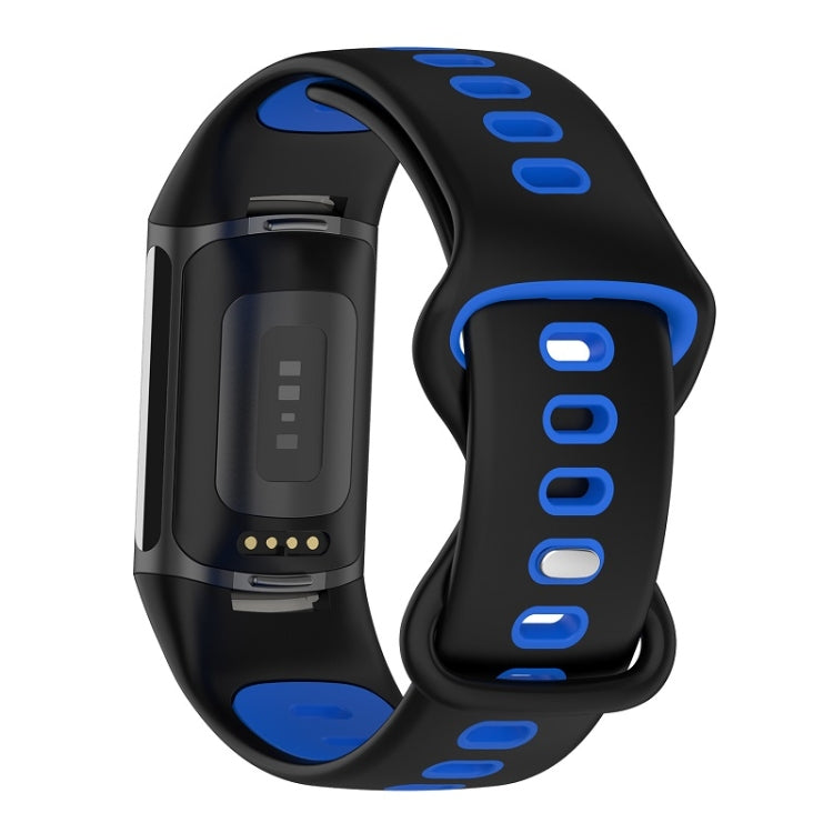 For Fitbit Charge 6 Two Color Silicone Watch Band(Black Blue) - Watch Bands by PMC TechLife | Online Shopping South Africa | PMC TechLife