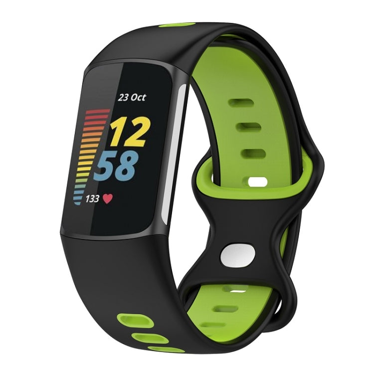 For Fitbit Charge 6 Two Color Silicone Watch Band(Black Lime) - Watch Bands by PMC TechLife | Online Shopping South Africa | PMC TechLife
