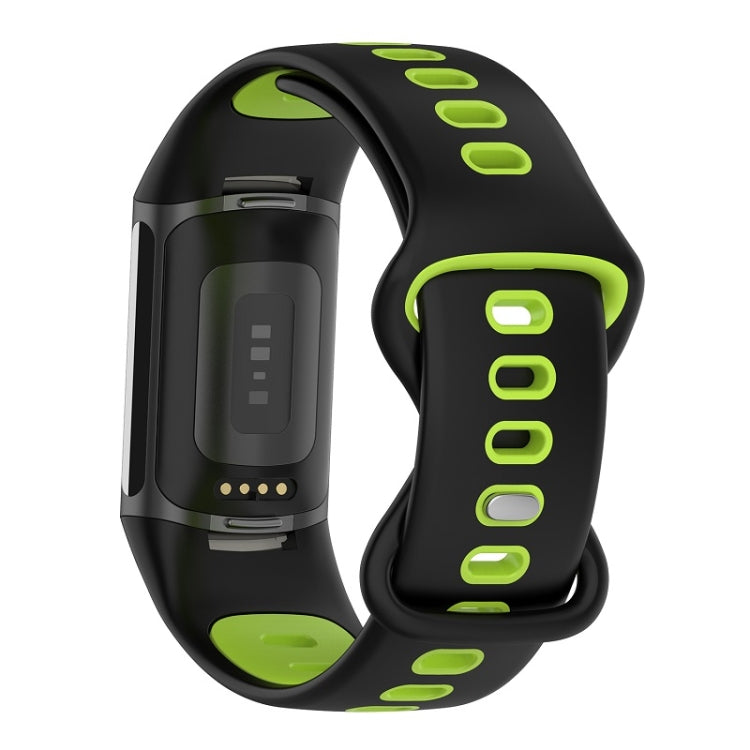 For Fitbit Charge 6 Two Color Silicone Watch Band(Black Lime) - Watch Bands by PMC TechLife | Online Shopping South Africa | PMC TechLife