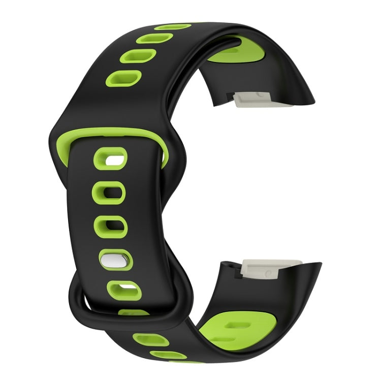 For Fitbit Charge 6 Two Color Silicone Watch Band(Black Lime) - Watch Bands by PMC TechLife | Online Shopping South Africa | PMC TechLife