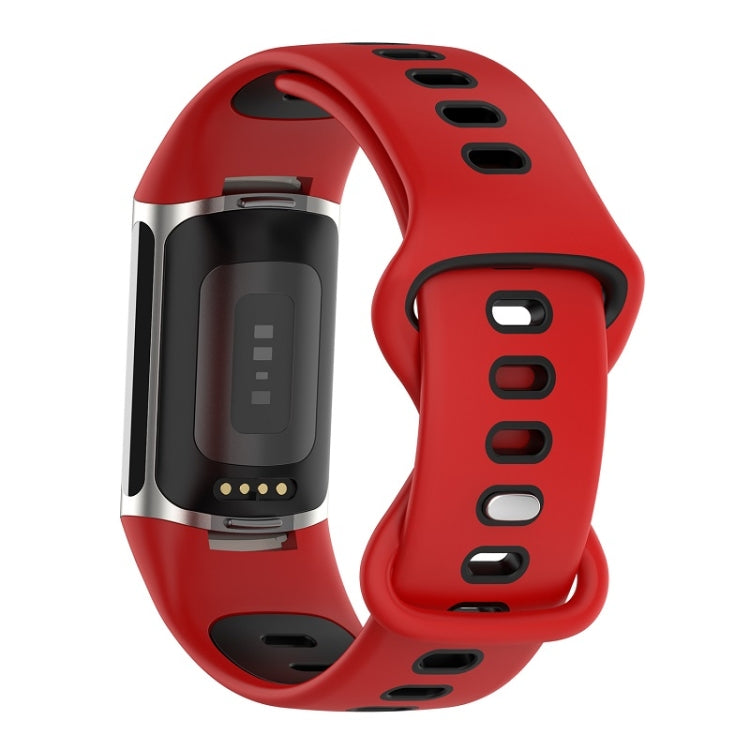 For Fitbit Charge 6 Two Color Silicone Watch Band(Red Black) - Watch Bands by PMC TechLife | Online Shopping South Africa | PMC TechLife