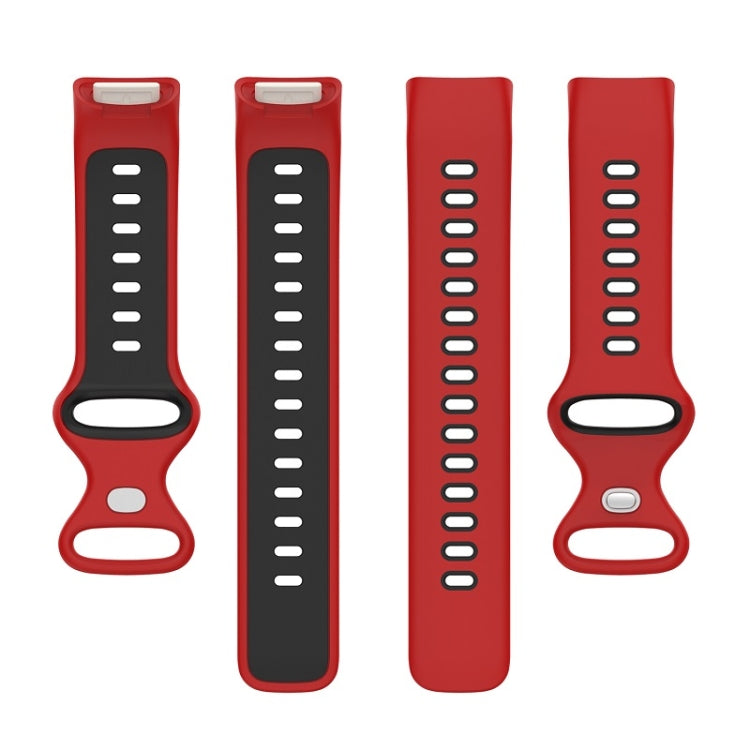 For Fitbit Charge 6 Two Color Silicone Watch Band(Red Black) - Watch Bands by PMC TechLife | Online Shopping South Africa | PMC TechLife