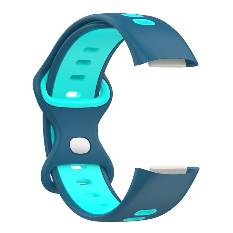 For Fitbit Charge 6 Two Color Silicone Watch Band(Blue Teal) - Watch Bands by PMC TechLife | Online Shopping South Africa | PMC TechLife