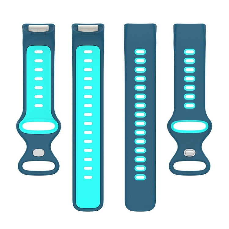 For Fitbit Charge 6 Two Color Silicone Watch Band(Blue Teal) - Watch Bands by PMC TechLife | Online Shopping South Africa | PMC TechLife