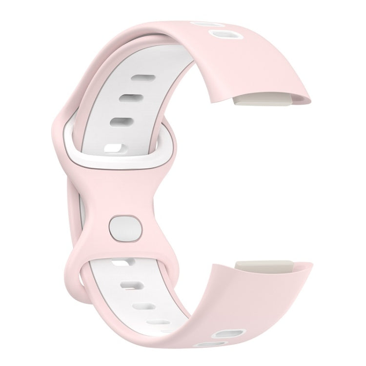 For Fitbit Charge 6 Two Color Silicone Watch Band(Sand Powder White) - Watch Bands by PMC TechLife | Online Shopping South Africa | PMC TechLife