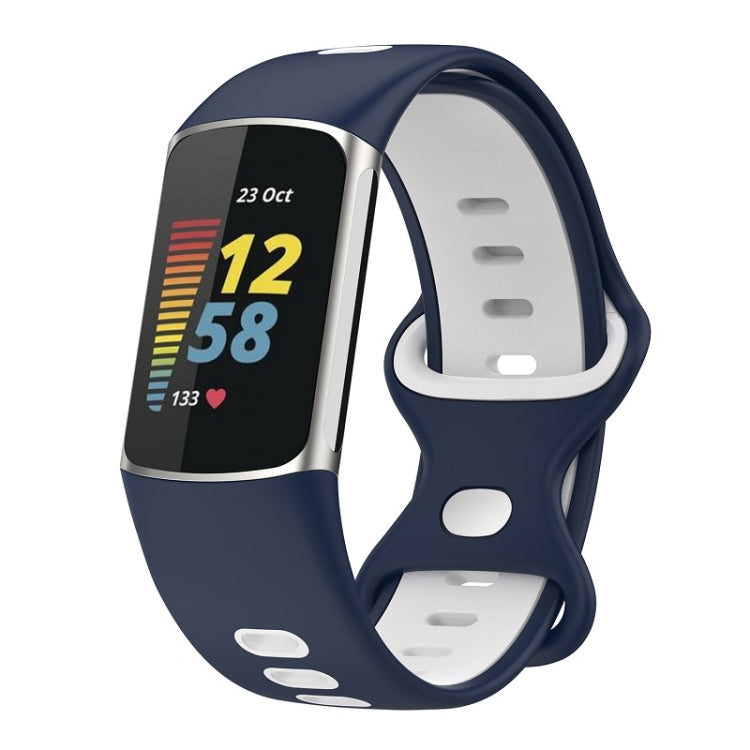 For Fitbit Charge 6 Two Color Silicone Watch Band(Midnight Blue White) - Watch Bands by PMC TechLife | Online Shopping South Africa | PMC TechLife