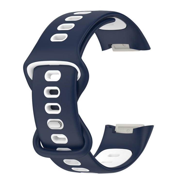 For Fitbit Charge 6 Two Color Silicone Watch Band(Midnight Blue White) - Watch Bands by PMC TechLife | Online Shopping South Africa | PMC TechLife