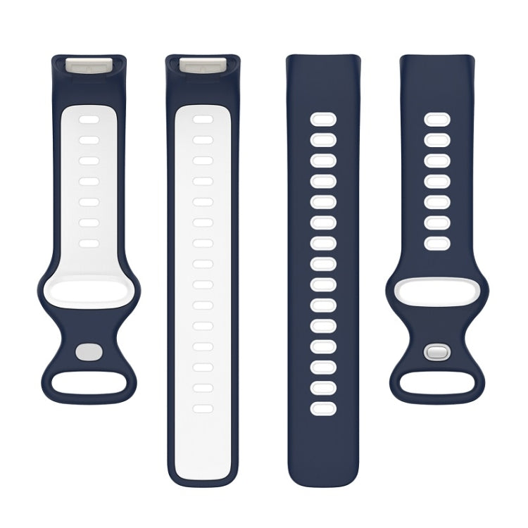 For Fitbit Charge 6 Two Color Silicone Watch Band(Midnight Blue White) - Watch Bands by PMC TechLife | Online Shopping South Africa | PMC TechLife