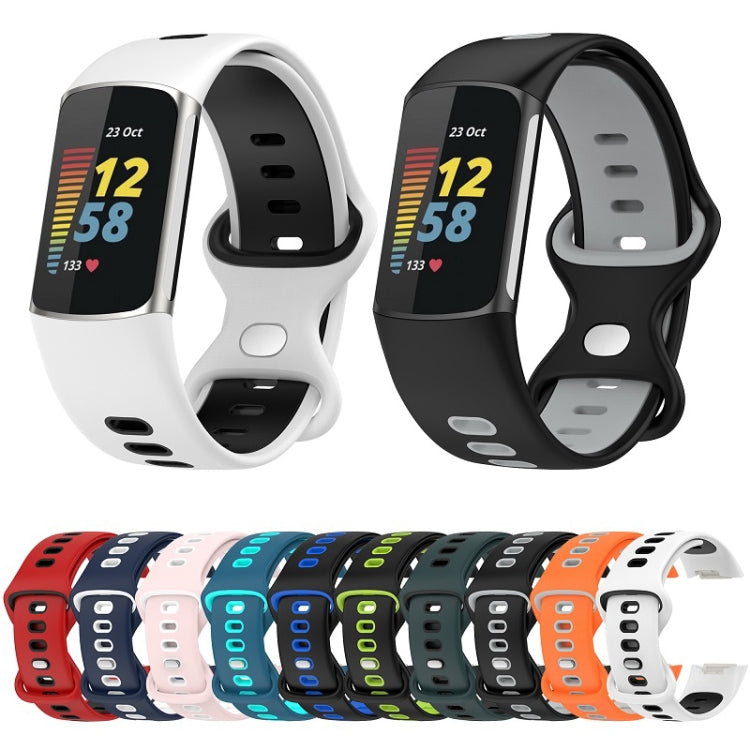 For Fitbit Charge 6 Two Color Silicone Watch Band(Black Lime) - Watch Bands by PMC TechLife | Online Shopping South Africa | PMC TechLife