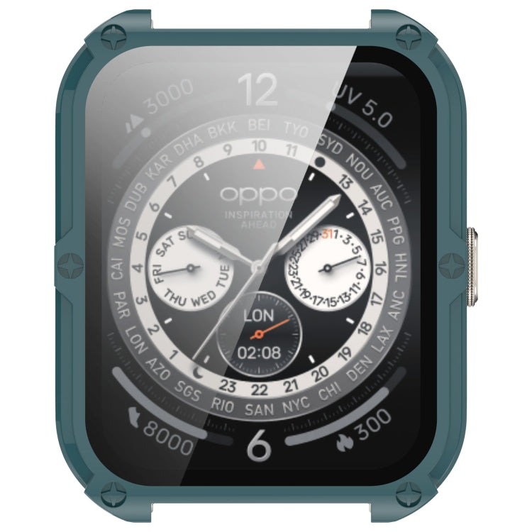 For OPPO Watch 4 Pro PC + Tempered Film Integrated Watch Protective Case(Pine Green) -  by PMC TechLife | Online Shopping South Africa | PMC TechLife