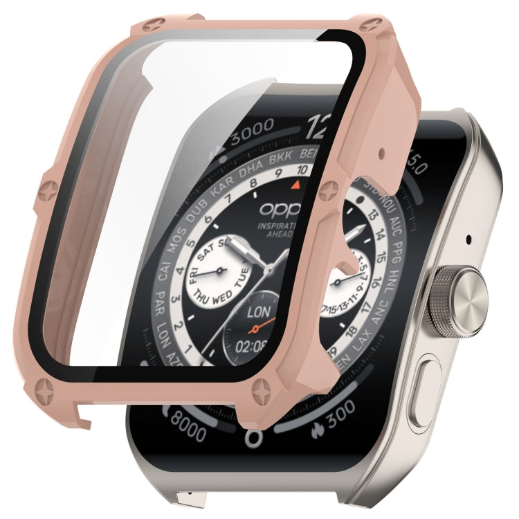 For OPPO Watch 4 Pro PC + Tempered Film Integrated Watch Protective Case(Pink) -  by PMC TechLife | Online Shopping South Africa | PMC TechLife