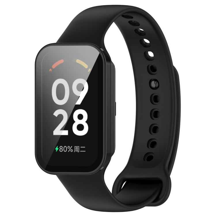 For Xiaomi Smart Band 8 Active / Redmi Band 2 PC + Tempered Film Integrated Watch Protective Case(Black) - Watch Cases by PMC TechLife | Online Shopping South Africa | PMC TechLife