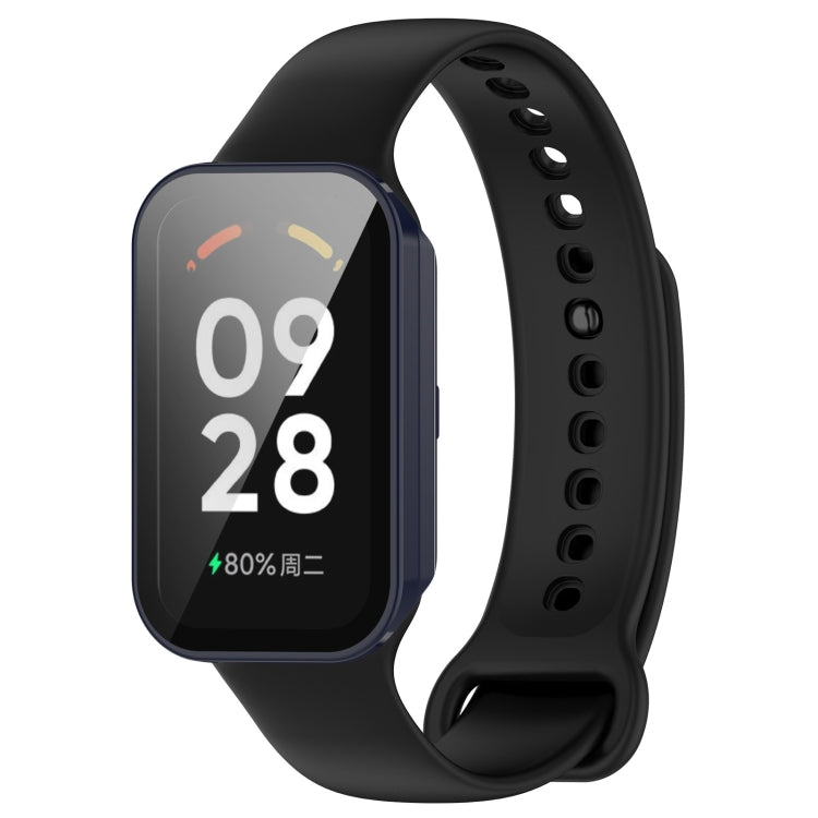 For Xiaomi Smart Band 8 Active / Redmi Band 2 PC + Tempered Film Integrated Watch Protective Case(Ink Blue) - Watch Cases by PMC TechLife | Online Shopping South Africa | PMC TechLife