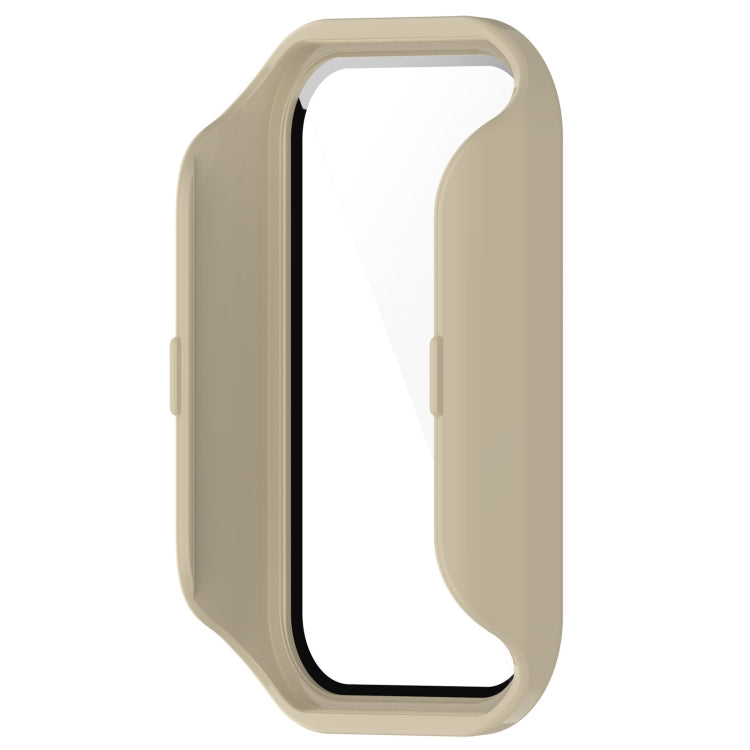 For Xiaomi Smart Band 8 Active / Redmi Band 2 PC + Tempered Film Integrated Watch Protective Case(Ivory White) - Watch Cases by PMC TechLife | Online Shopping South Africa | PMC TechLife