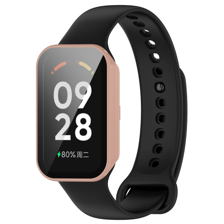 For Xiaomi Smart Band 8 Active / Redmi Band 2 PC + Tempered Film Integrated Watch Protective Case(Pink) - Watch Cases by PMC TechLife | Online Shopping South Africa | PMC TechLife