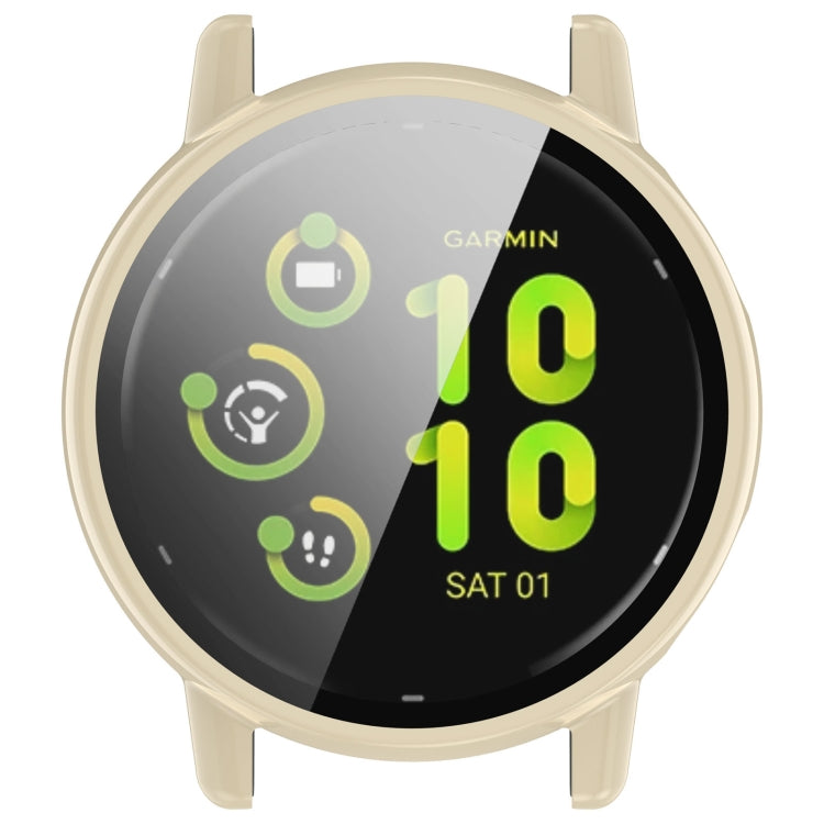 Compatible with Garmin vivoactive 5 / Active 5 PC + Tempered Film Integrated Watch Protective Case(Ivory) - free shipping - PMC TechLife - Order now!