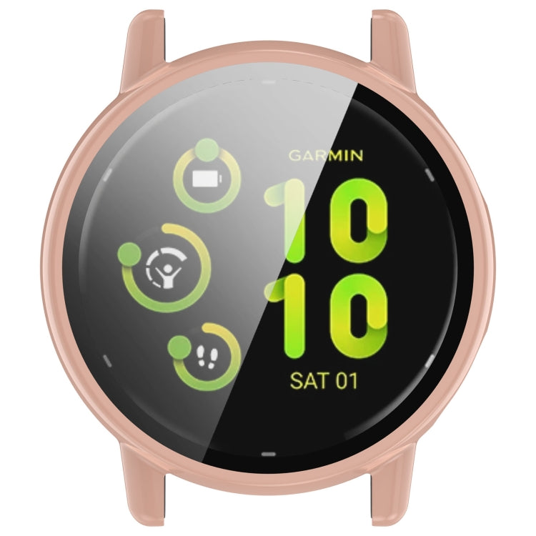 For Garmin vivoactive 5 / Active 5 PC + Tempered Film Integrated Watch Protective Case(Pink) - Watch Cases by PMC TechLife | Online Shopping South Africa | PMC TechLife
