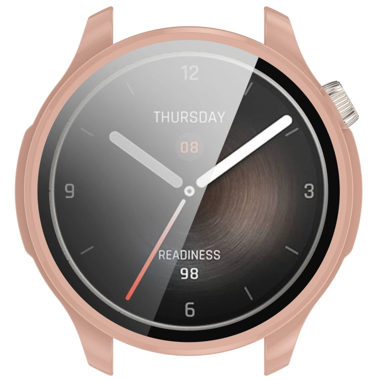 For Amazfit Balance A2286 PC + Tempered Film Integrated Watch Protective Case(Pink) - Watch Cases by PMC TechLife | Online Shopping South Africa | PMC TechLife
