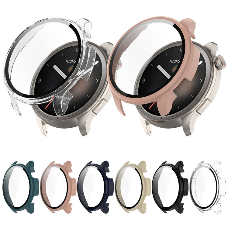 For Amazfit Balance A2286 PC + Tempered Film Integrated Watch Protective Case(Ink Blue) - Watch Cases by PMC TechLife | Online Shopping South Africa | PMC TechLife