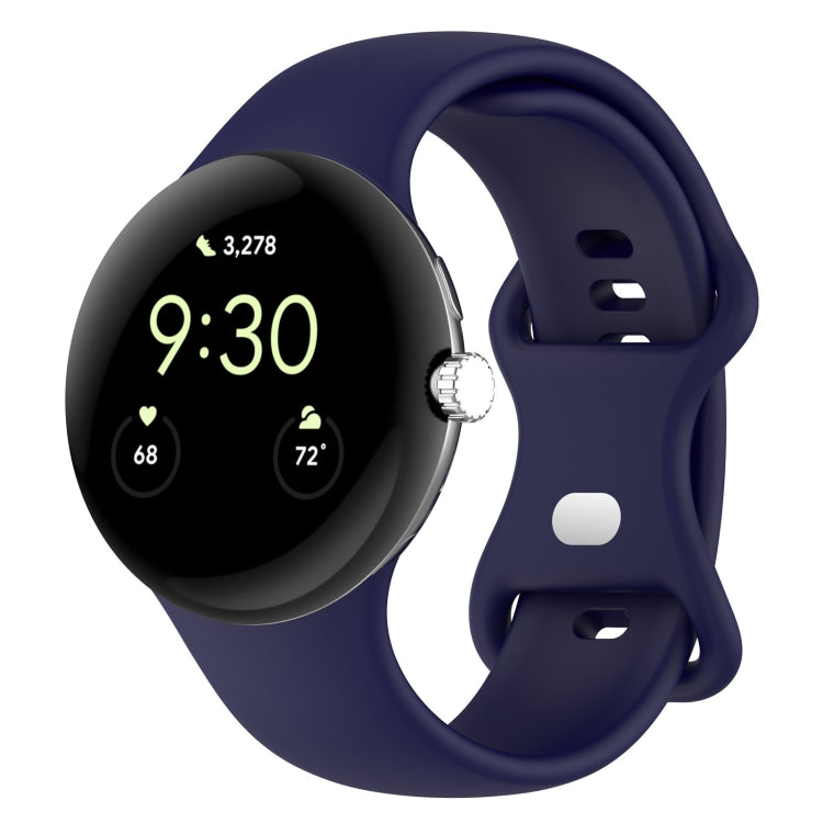 For Google Pixel Watch 2 Solid Color Silicone Watch Band, Size:S Size(Blue) - Watch Bands by PMC TechLife | Online Shopping South Africa | PMC TechLife