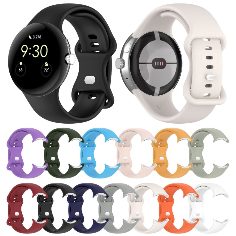 For Google Pixel Watch 2 Solid Color Silicone Watch Band, Size:S Size(Creamy White) - Watch Bands by PMC TechLife | Online Shopping South Africa | PMC TechLife