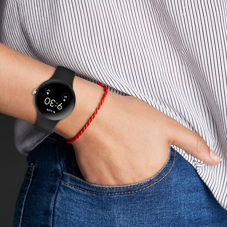 For Google Pixel Watch 2 Solid Color Silicone Watch Band, Size:L Size(Blue) - Watch Bands by PMC TechLife | Online Shopping South Africa | PMC TechLife