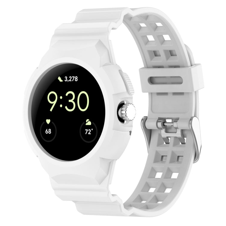 For Google Pixel Watch 2 Integrated Fully Enclosed Silicone Watch Band(White) - Watch Bands by PMC TechLife | Online Shopping South Africa | PMC TechLife