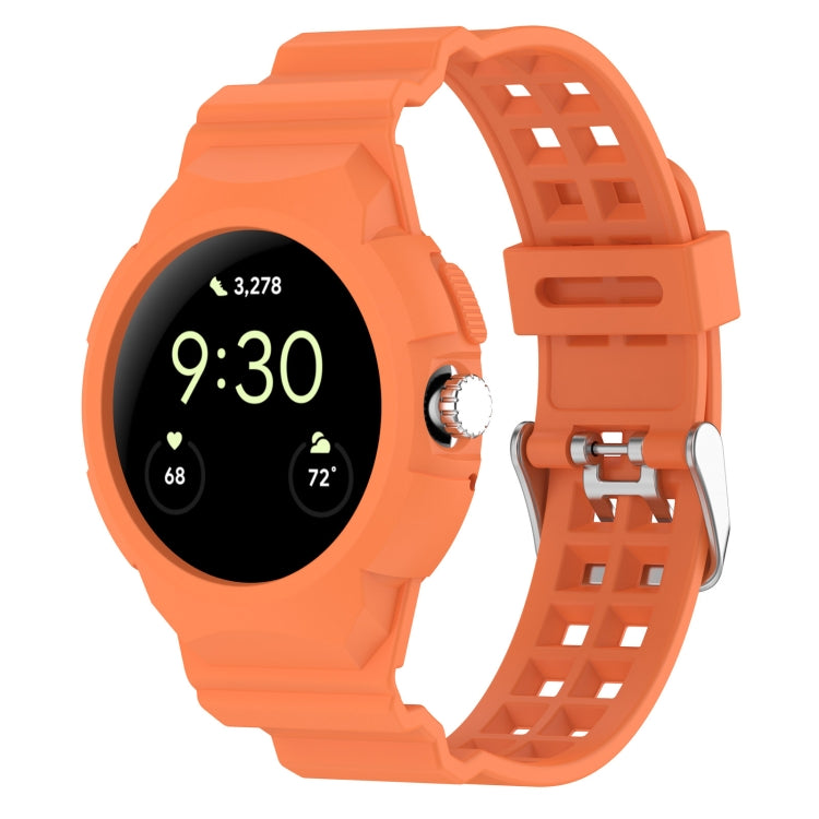 For Google Pixel Watch 2 Integrated Fully Enclosed Silicone Watch Band(Orange) - Watch Bands by PMC TechLife | Online Shopping South Africa | PMC TechLife