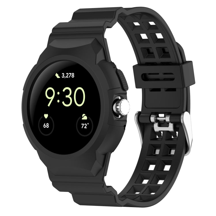For Google Pixel Watch 2 Integrated Fully Enclosed Silicone Watch Band(Black) - Watch Bands by PMC TechLife | Online Shopping South Africa | PMC TechLife