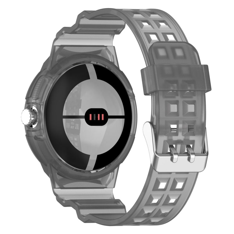 For Google Pixel Watch 2 Integrated Fully Enclosed Silicone Watch Band(Transparent Black) - Watch Bands by PMC TechLife | Online Shopping South Africa | PMC TechLife