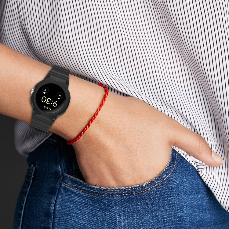 For Google Pixel Watch 2 Integrated Fully Enclosed Silicone Watch Band(Black) - Watch Bands by PMC TechLife | Online Shopping South Africa | PMC TechLife