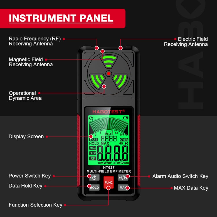 HABOTEST HT627 Electromagnetic Radiation Detector - free shipping - PMC TechLife - Order now!