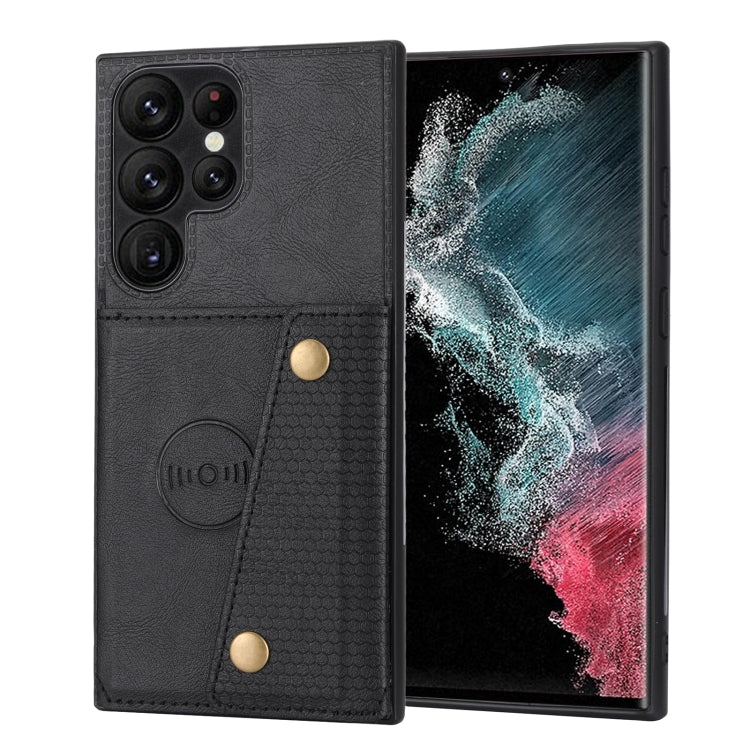 For Samsung Galaxy S24 Ultra 5G Double Buckle Card Slots Magnetic Phone Case(Black) - Galaxy S24 Ultra 5G Cases by PMC TechLife | Online Shopping South Africa | PMC TechLife | Buy Now Pay Later Mobicred