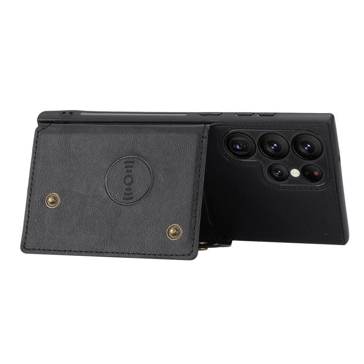For Samsung Galaxy S24 Ultra 5G Double Buckle Card Slots Magnetic Phone Case(Black) - Galaxy S24 Ultra 5G Cases by PMC TechLife | Online Shopping South Africa | PMC TechLife | Buy Now Pay Later Mobicred