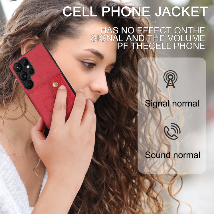 For Samsung Galaxy S24 Ultra 5G Double Buckle Card Slots Magnetic Phone Case(Red) - Galaxy S24 Ultra 5G Cases by PMC TechLife | Online Shopping South Africa | PMC TechLife | Buy Now Pay Later Mobicred