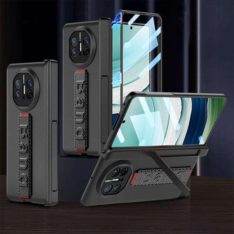 For Huawei Mate X5 GKK Wristband Integrated HD Film Magnetic Hinge Phone Case(Carbon Fiber) - Huawei Cases by GKK | Online Shopping South Africa | PMC TechLife | Buy Now Pay Later Mobicred