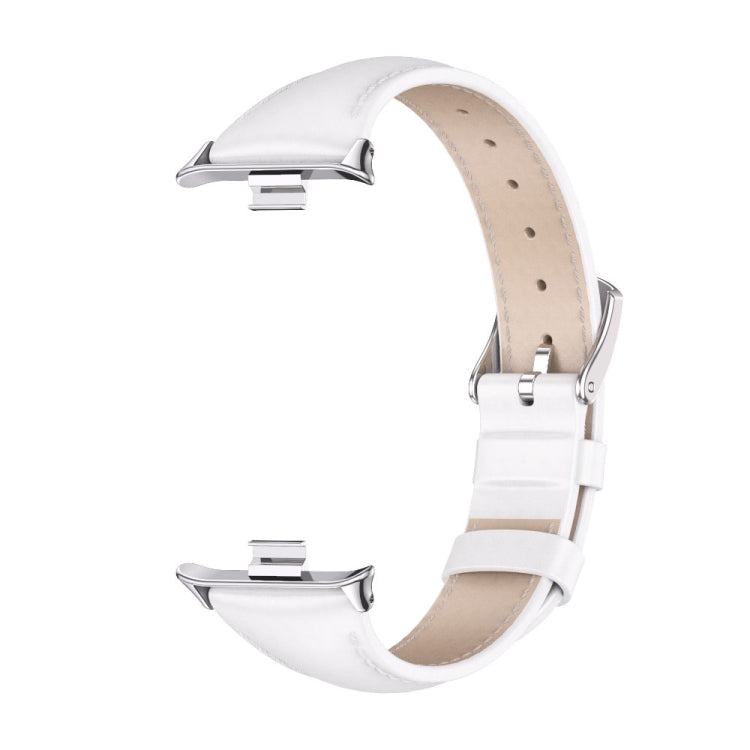 For Xiaomi Smart Band 9 Pro / 8 Pro Mijobs Genuine Leather Slim Watch Band(White Silver) - Watch Bands by MIJOBS | Online Shopping South Africa | PMC TechLife | Buy Now Pay Later Mobicred