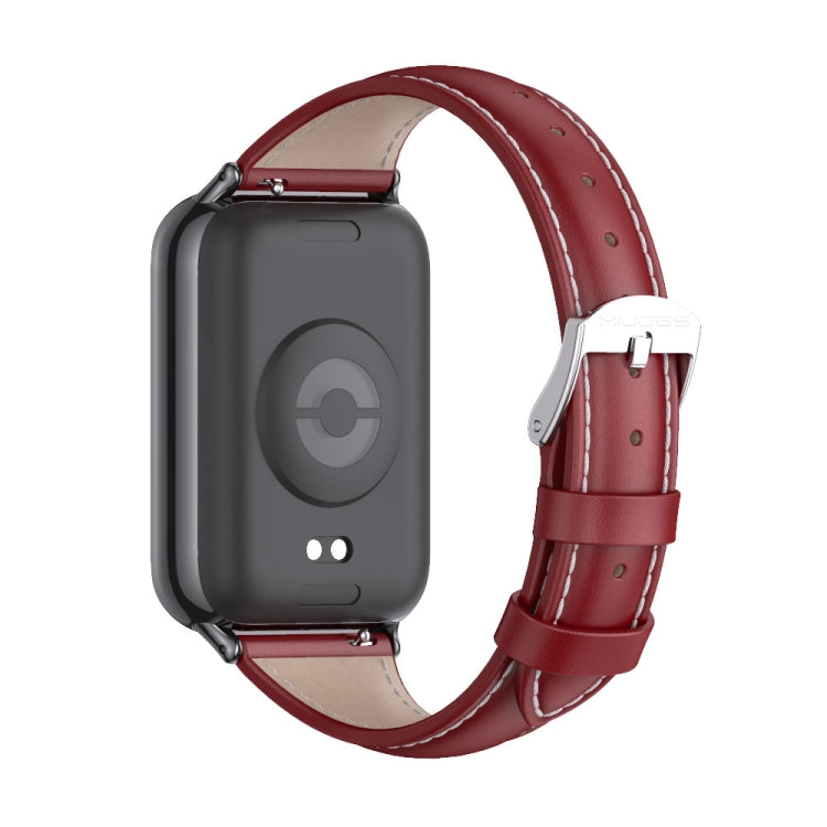 For Xiaomi Smart Band 9 Pro / 8 Pro Mijobs Genuine Leather Slim Watch Band(Red Black) - Watch Bands by MIJOBS | Online Shopping South Africa | PMC TechLife | Buy Now Pay Later Mobicred