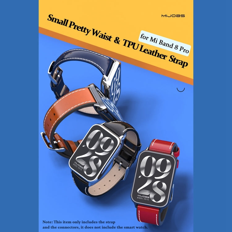 For Xiaomi Smart Band 9 Pro / 8 Pro Mijobs Genuine Leather Slim Watch Band(Red Black) - Watch Bands by MIJOBS | Online Shopping South Africa | PMC TechLife | Buy Now Pay Later Mobicred