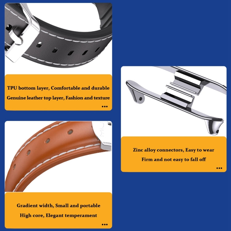 For Xiaomi Mi Band 8 Pro Mijobs Genuine Leather Slim Watch Band(Black) - Watch Bands by MIJOBS | Online Shopping South Africa | PMC TechLife