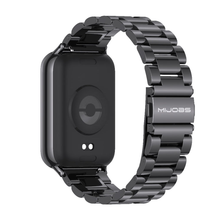 For Xiaomi Smart Band 9 Pro / 8 Pro Mijobs Three Beads Stainless Steel Watch Band(Black) - Watch Bands by MIJOBS | Online Shopping South Africa | PMC TechLife | Buy Now Pay Later Mobicred