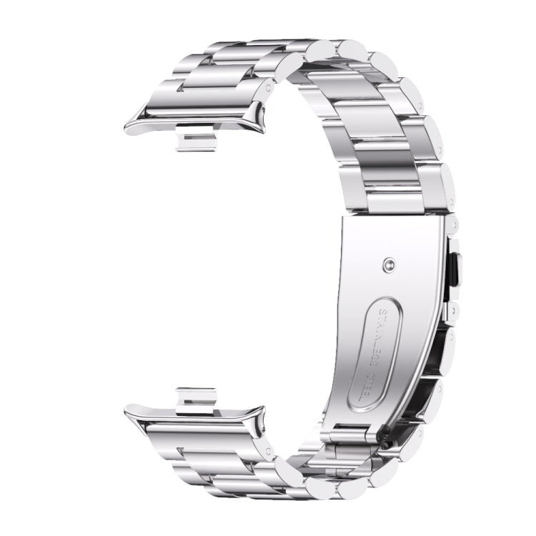 For Xiaomi Smart Band 9 Pro / 8 Pro Mijobs Three Beads Stainless Steel Watch Band(Silver) - Watch Bands by MIJOBS | Online Shopping South Africa | PMC TechLife | Buy Now Pay Later Mobicred