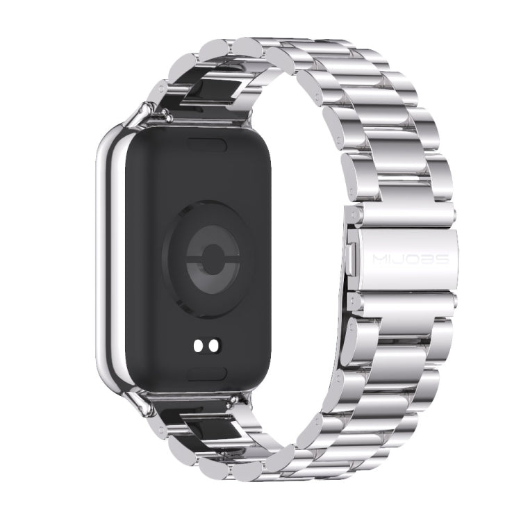 For Xiaomi Smart Band 9 Pro / 8 Pro Mijobs Three Beads Stainless Steel Watch Band(Silver) - Watch Bands by MIJOBS | Online Shopping South Africa | PMC TechLife | Buy Now Pay Later Mobicred